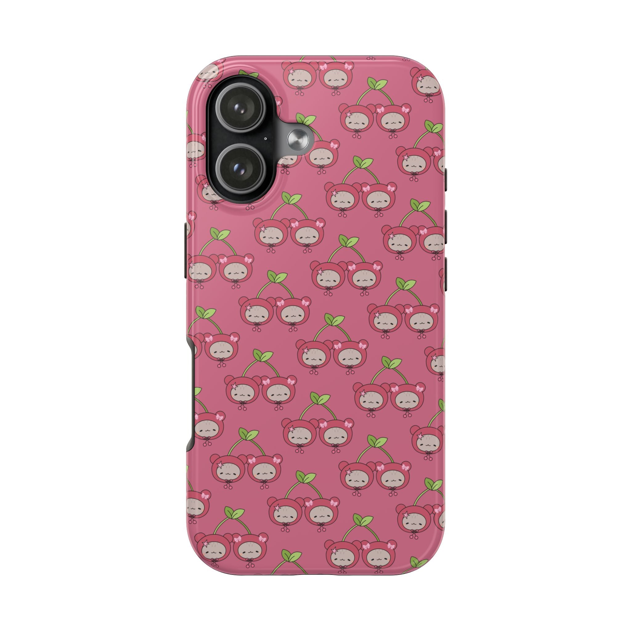 Cute Pink Apple Pattern Tough Phone Case — Durable Protective iPhone Cover