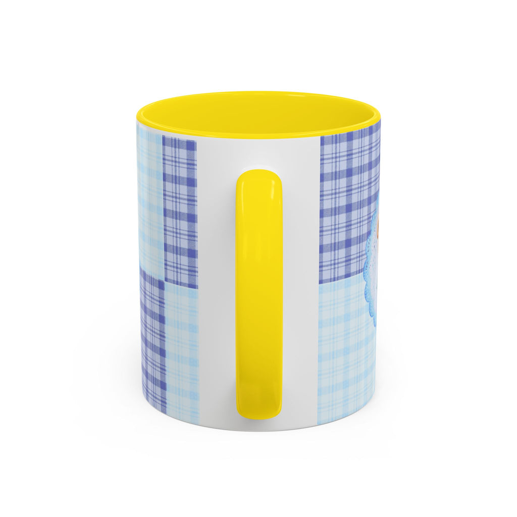 Blue Teddy Bear Plaid Accent Coffee Mug — Baby Shower Newborn Gift (11/15oz)