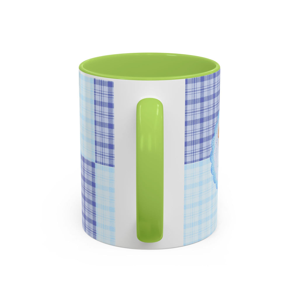 Blue Teddy Bear Plaid Accent Coffee Mug — Baby Shower Newborn Gift (11/15oz)