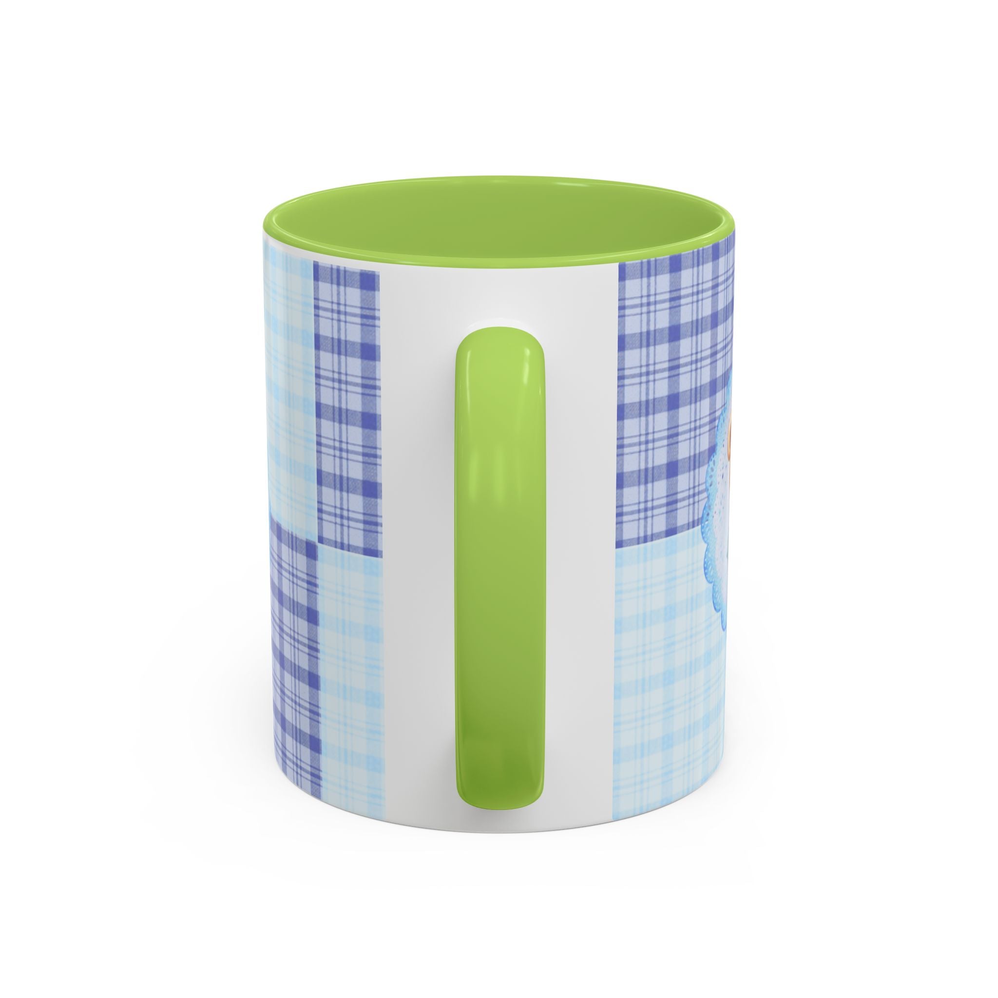 Blue Teddy Bear Plaid Accent Coffee Mug — Baby Shower Newborn Gift (11/15oz)