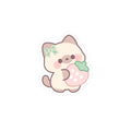 Kawaii Cat with Strawberry Kiss-Cut Sticker — Cute Pastel Laptop Decal