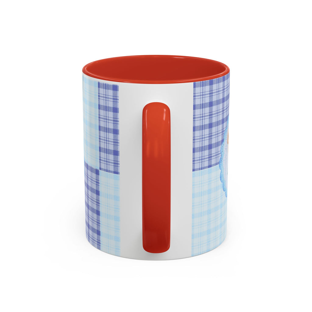 Blue Teddy Bear Plaid Accent Coffee Mug — Baby Shower Newborn Gift (11/15oz)