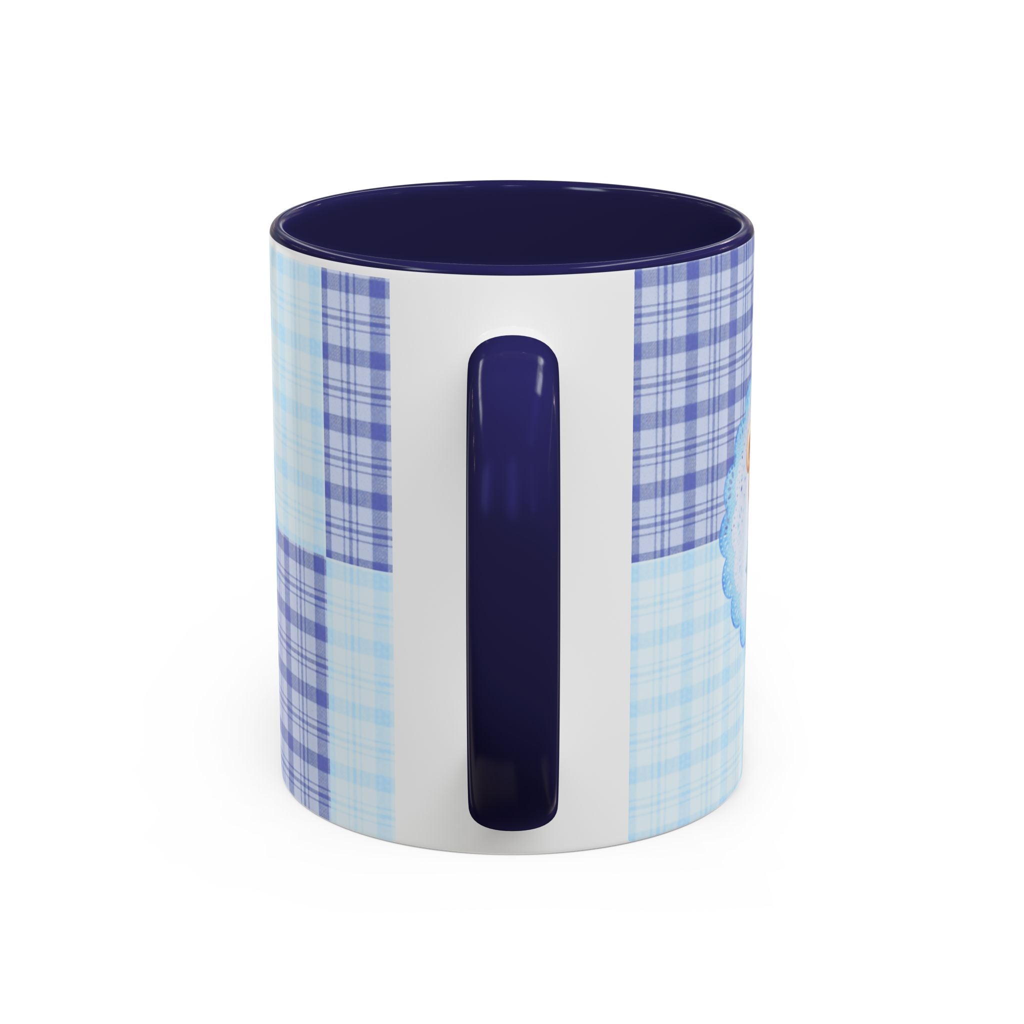 Blue Teddy Bear Plaid Accent Coffee Mug — Baby Shower Newborn Gift (11/15oz)