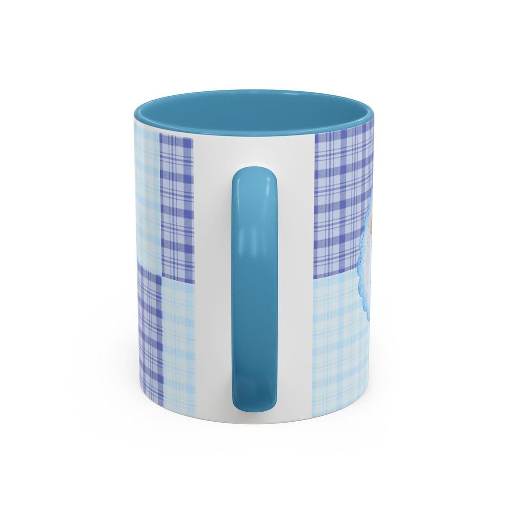 Blue Teddy Bear Plaid Accent Coffee Mug — Baby Shower Newborn Gift (11/15oz)