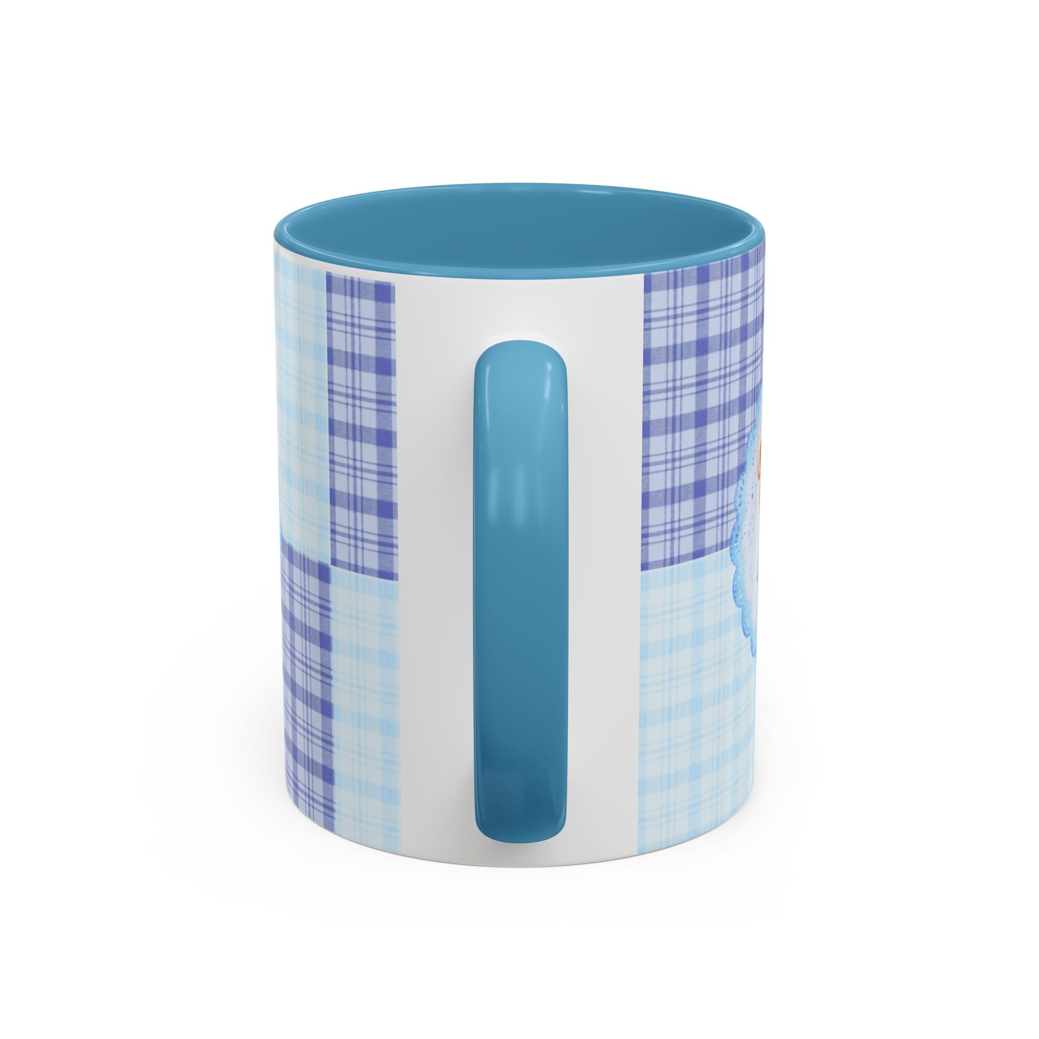 Blue Teddy Bear Plaid Accent Coffee Mug — Baby Shower Newborn Gift (11/15oz)