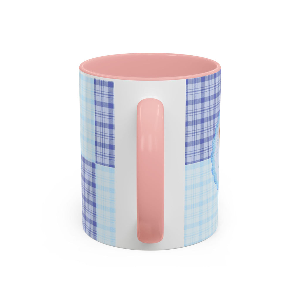 Blue Teddy Bear Plaid Accent Coffee Mug — Baby Shower Newborn Gift (11/15oz)